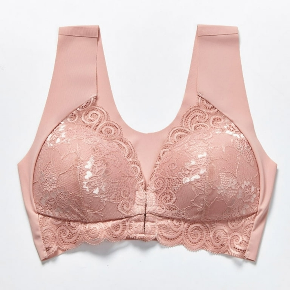 Front Closure Lace Deep V-Neck Bra sz Large